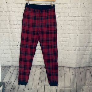 Hanes Men’s Buffalo Plaid Red Black Drawstring Sleep Pants size small